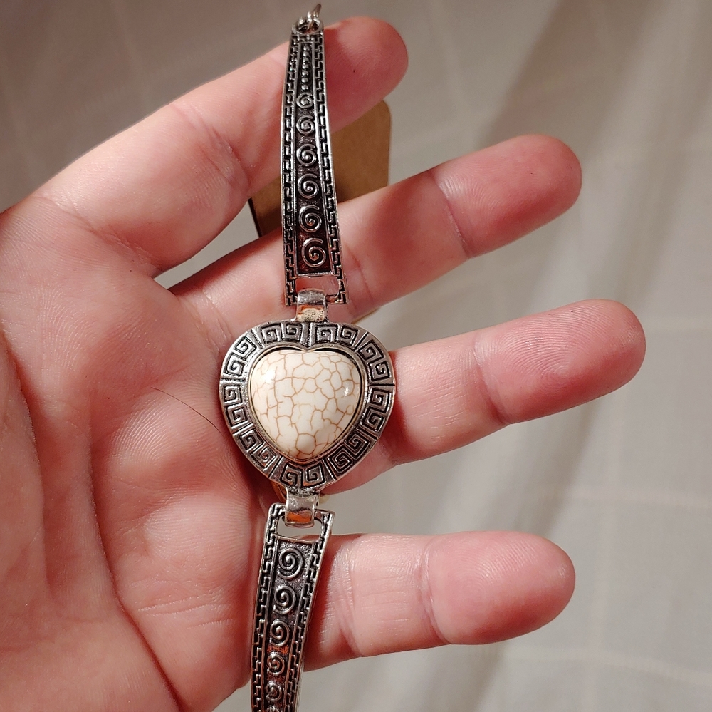Semiprecious Stone Heart Bracelet